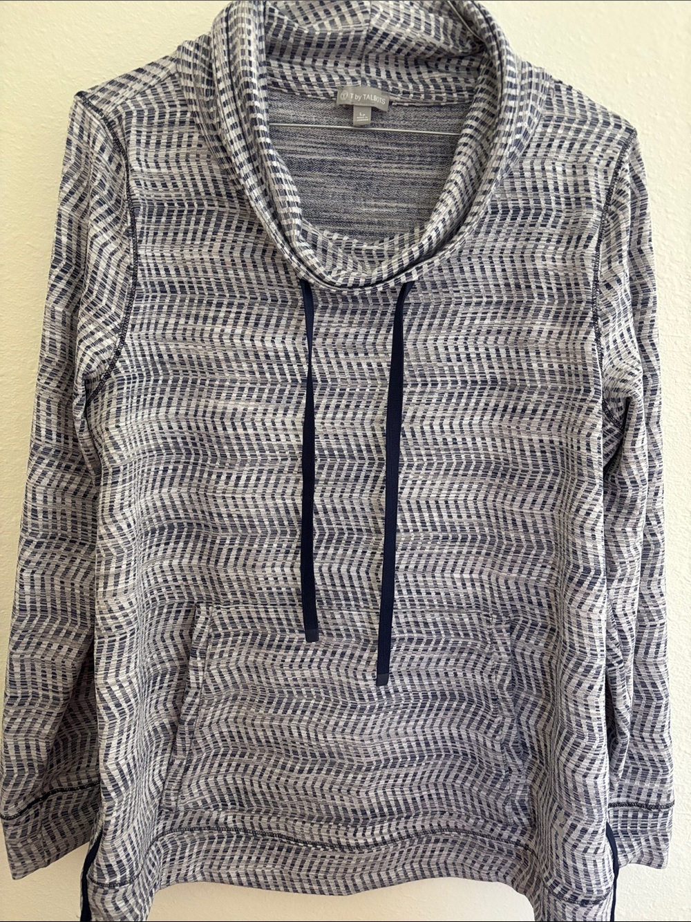 Talbots Navy and White Cowl Neck Pullover - Picture 1 of 6